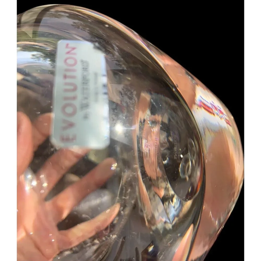 Signed Waterford Evolution Vase Crystal With Foil Amber Top Fades To Clear